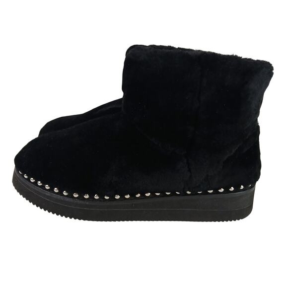 Alexander Wang SZ 8 Yumi Black Shearling Boots Silver Studs - Picture 6 of 10